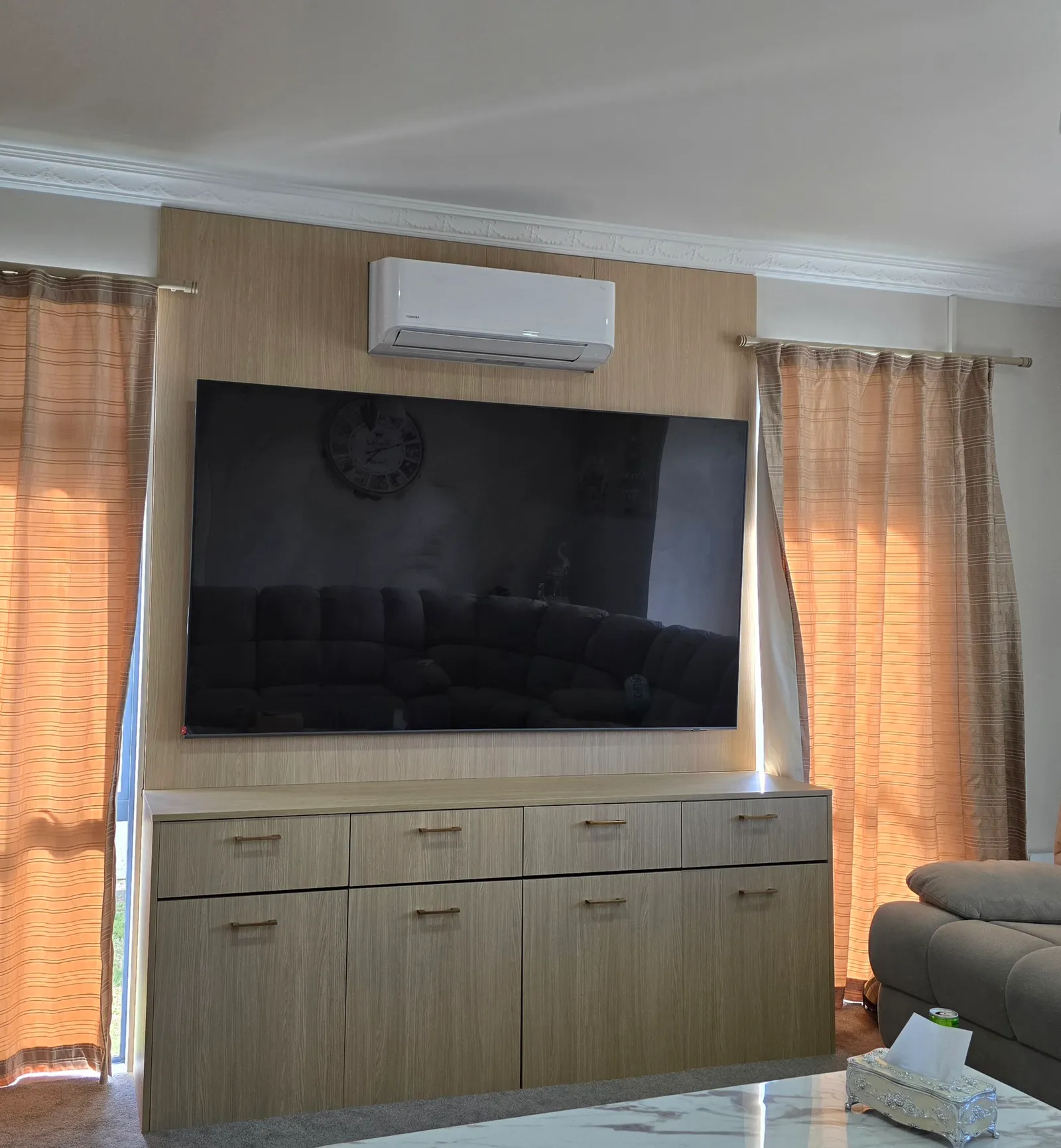 Timber Media Wall with Storage Buffet