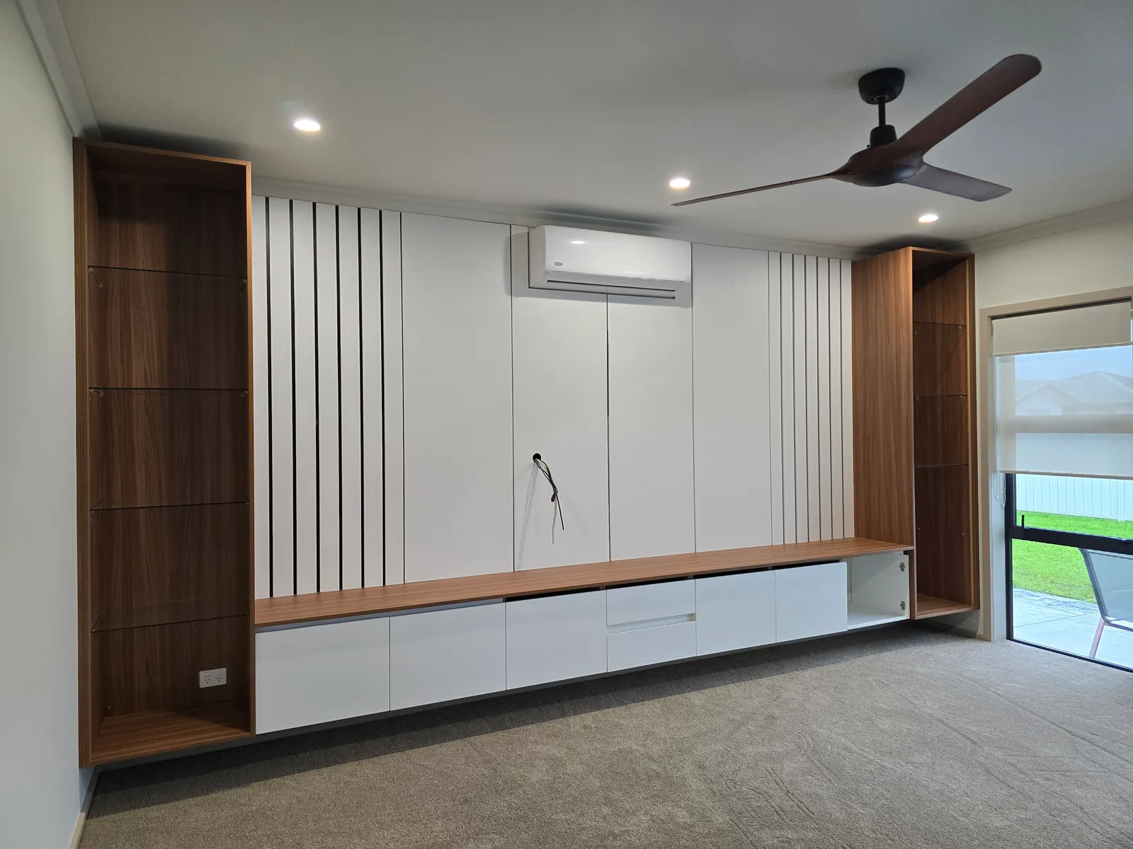 Full-Wall Entertainment Unit with Display Cabinets