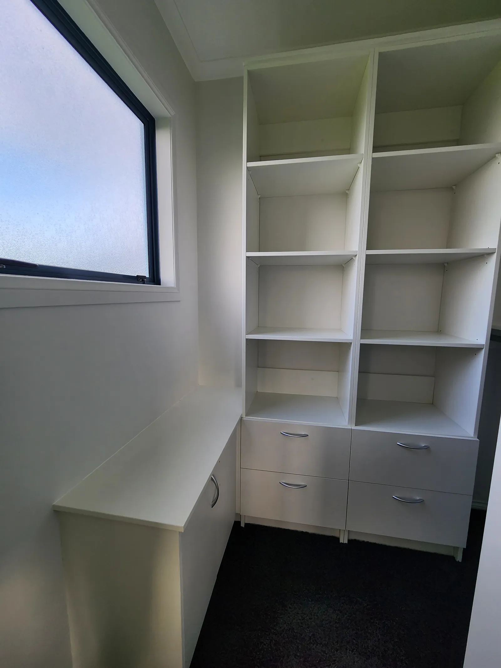 Home Office with Cubby Shelving & Desk