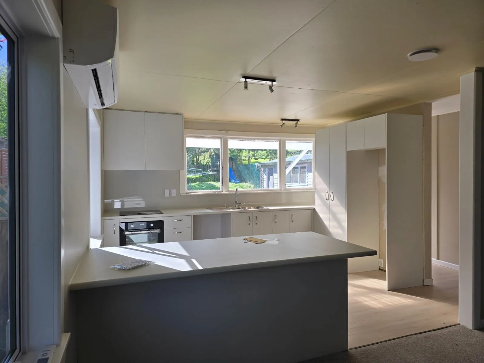 A custom kitchen being built